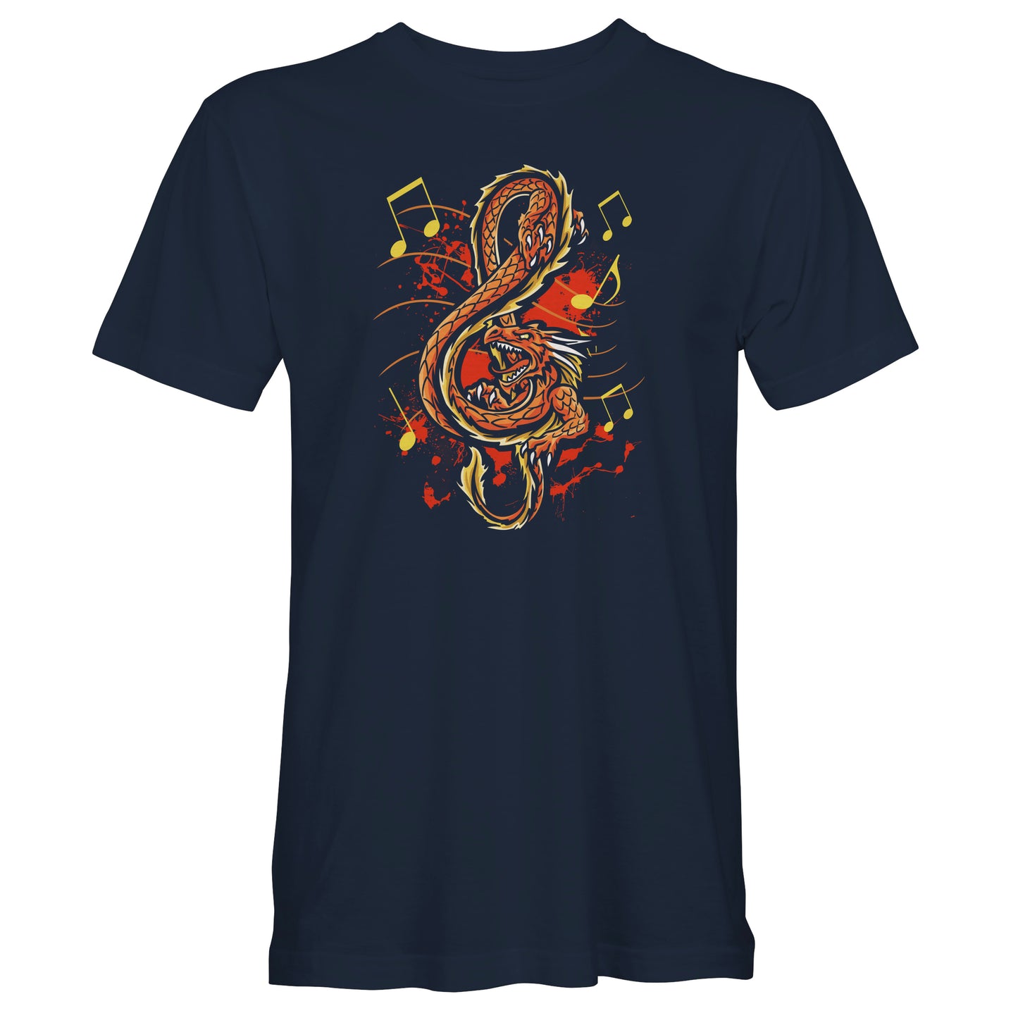Treble Clef Dragon T-Shirt - Fire Dragon Musical G Clef Symbol Unisex Tee Shirt - For A Musician that Plays or Writes Music