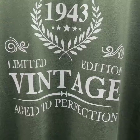 Birthday Year Gift, 1943 (ANY YEAR)  T Shirt, Vintage Aged To Perfection Men or Women Unisex Jersey Short Sleeve Tee Shirt Top