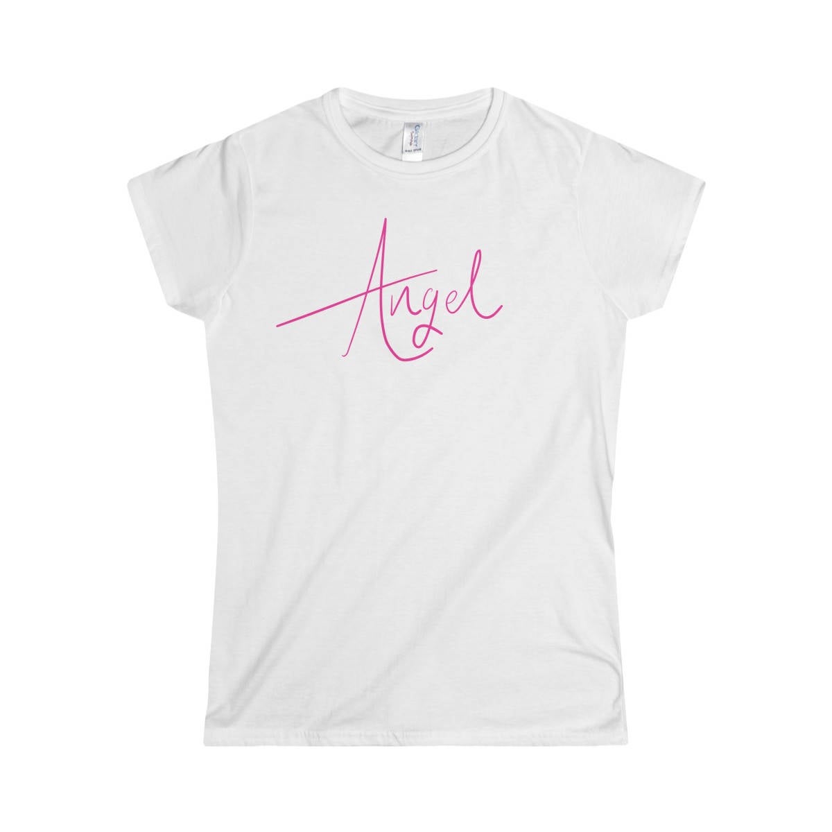 Angel Shirt Handwritten in Hot Pink Softstyle Women&#39;s TShirt