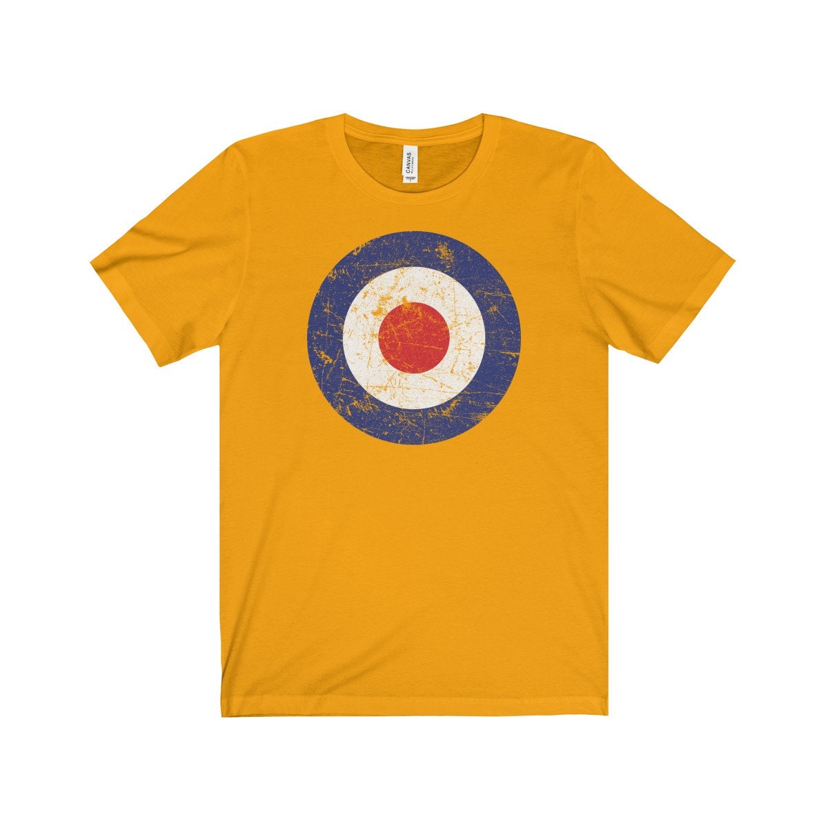 RAF Roundel Target Bullseye Red White Blue Mod Circle Unisex Jersey Short Sleeve Tee