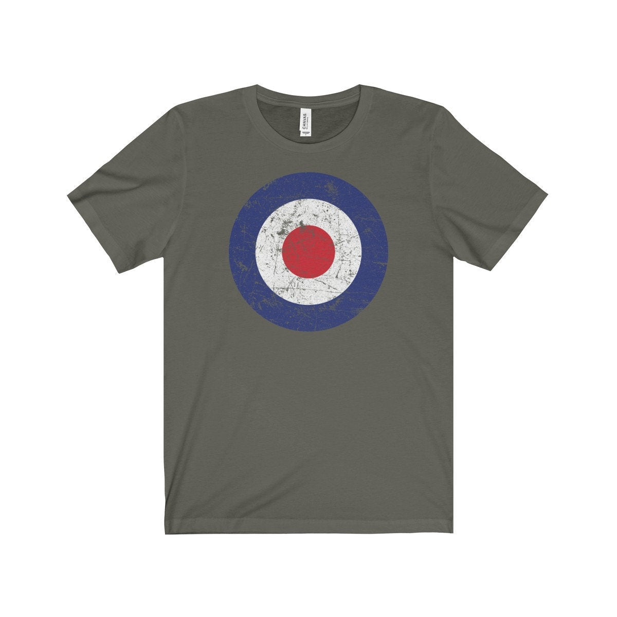 RAF Roundel Target Bullseye Red White Blue Mod Circle Unisex Jersey Short Sleeve Tee