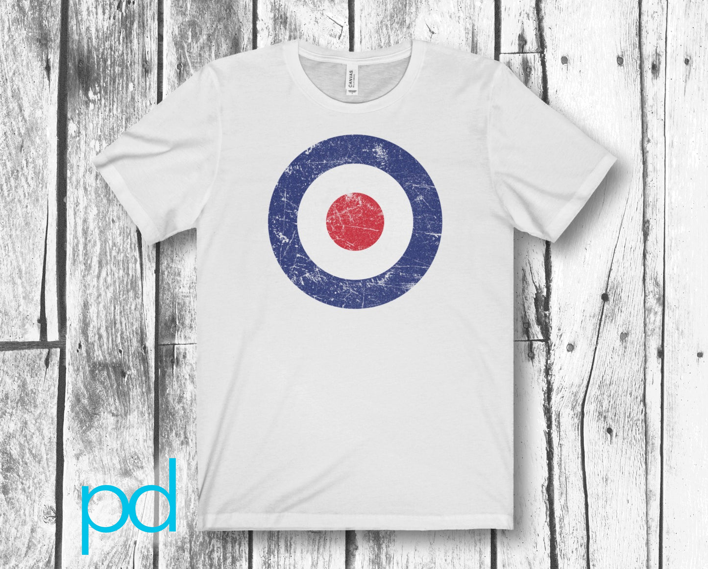 RAF Roundel Target Bullseye Red White Blue Mod Circle Unisex Jersey Short Sleeve Tee