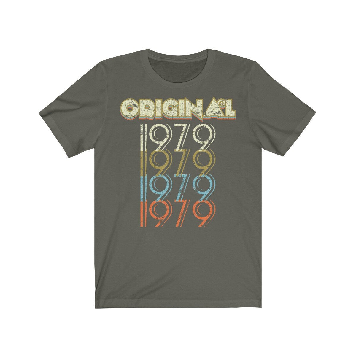 43rd Birthday Gift 'Original 1979' T Shirt for Men or Women Unisex Short Sleeve Retro & Vintage 70s style Tee