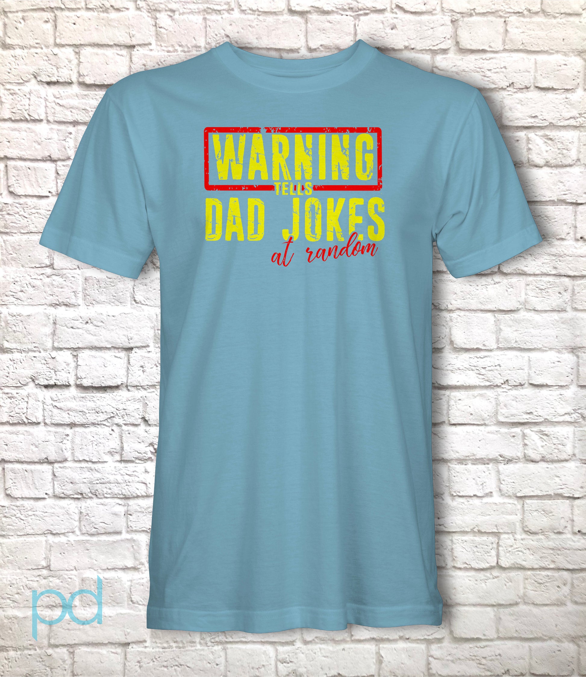 Dad Joke T-Shirt, Funny Warning Tells Random Dad Jokes Gift Idea, Humorous Father Graphic Print Design Printed on Tee Shirt Top