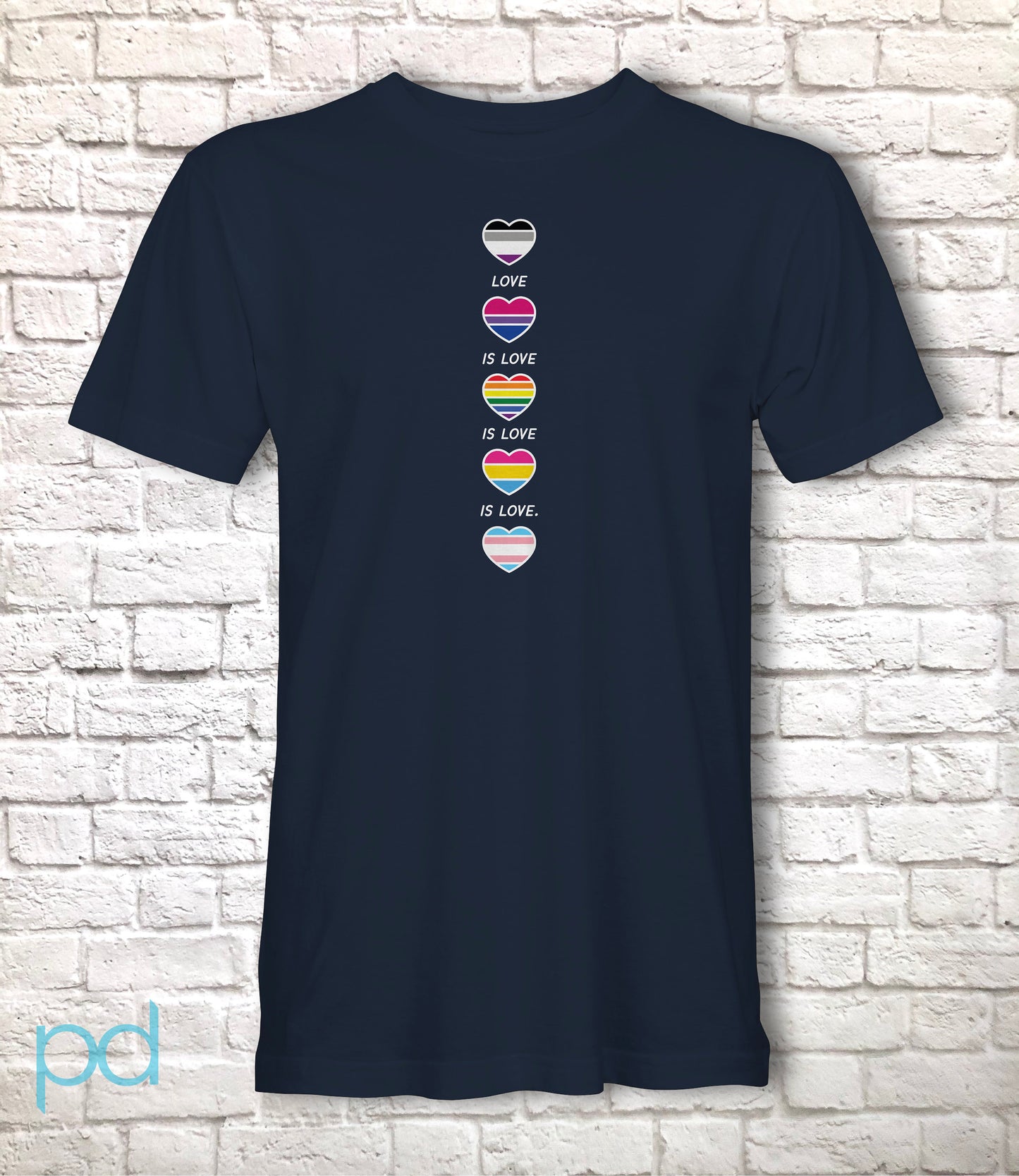 Love Is Love Is Love T Shirt, Gay Pride Hearts Gift Idea, LGBTQ+ Flags in Hearts T-Shirt Top