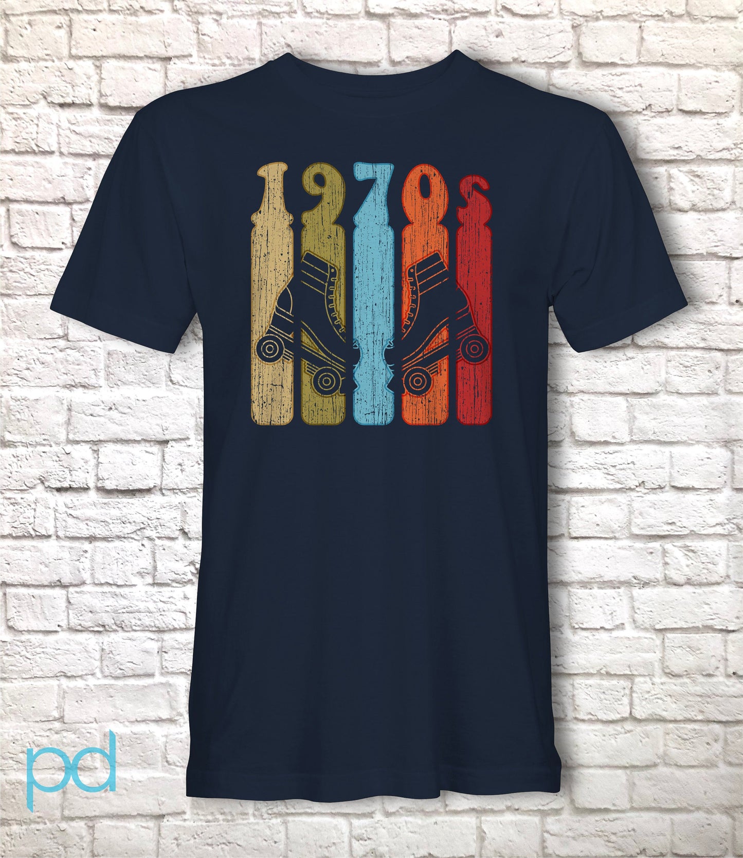 70s Roller Skates T-Shirt, Toe 2 Toe 1970s Disco Derby Retro Vintage Worn Classic T Shirt Tee Top