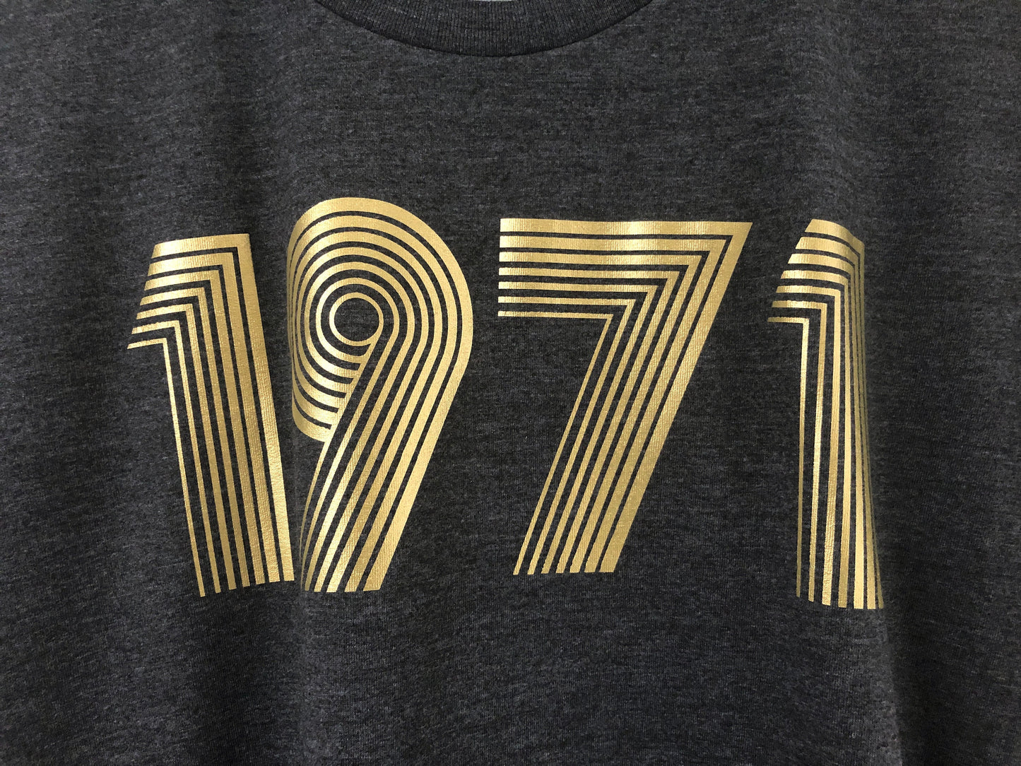 1971 T Shirt Metallic Gold or Silver Foil, 51st Birthday Gift T-Shirt in Retro & Vintage 70s style, MCMLXXI Fiftieth Unisex Tee Shirt Top