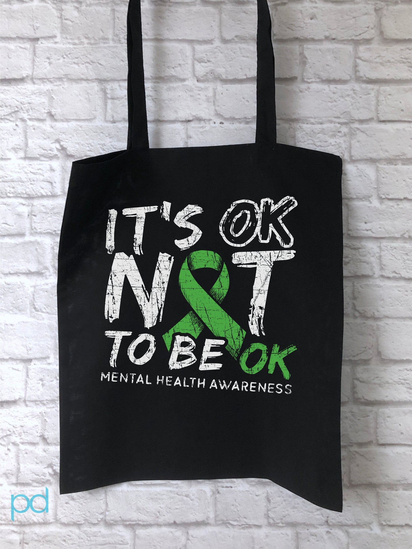 Mental Health Awareness Tote Bag, It&#39;s OK Not To Be OK, Reusable Shopping Carrier Bag