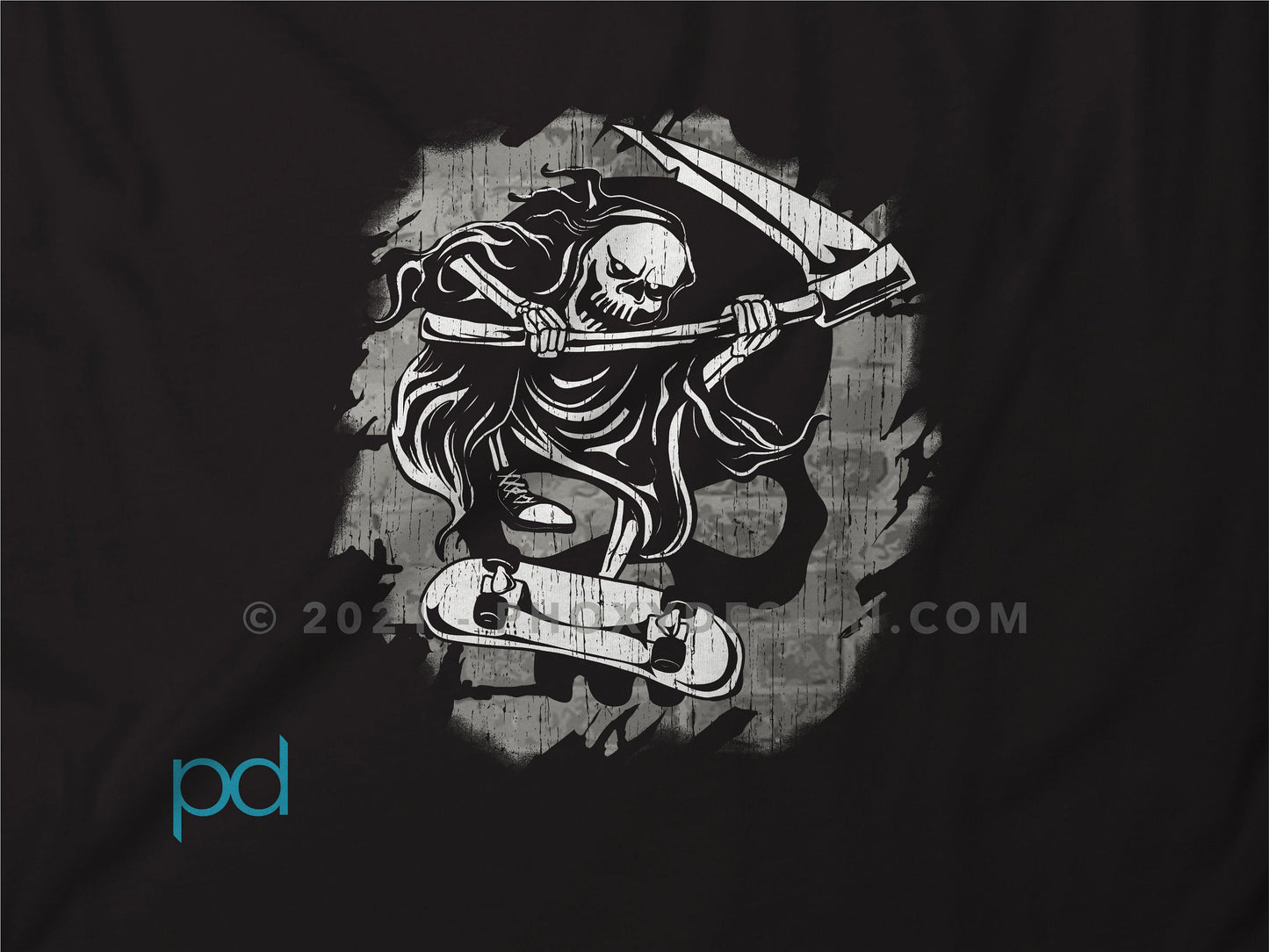 Skateboarding T-Shirt, Grim Reaper Skater With Scythe Gift Idea Tee Shirt T Top