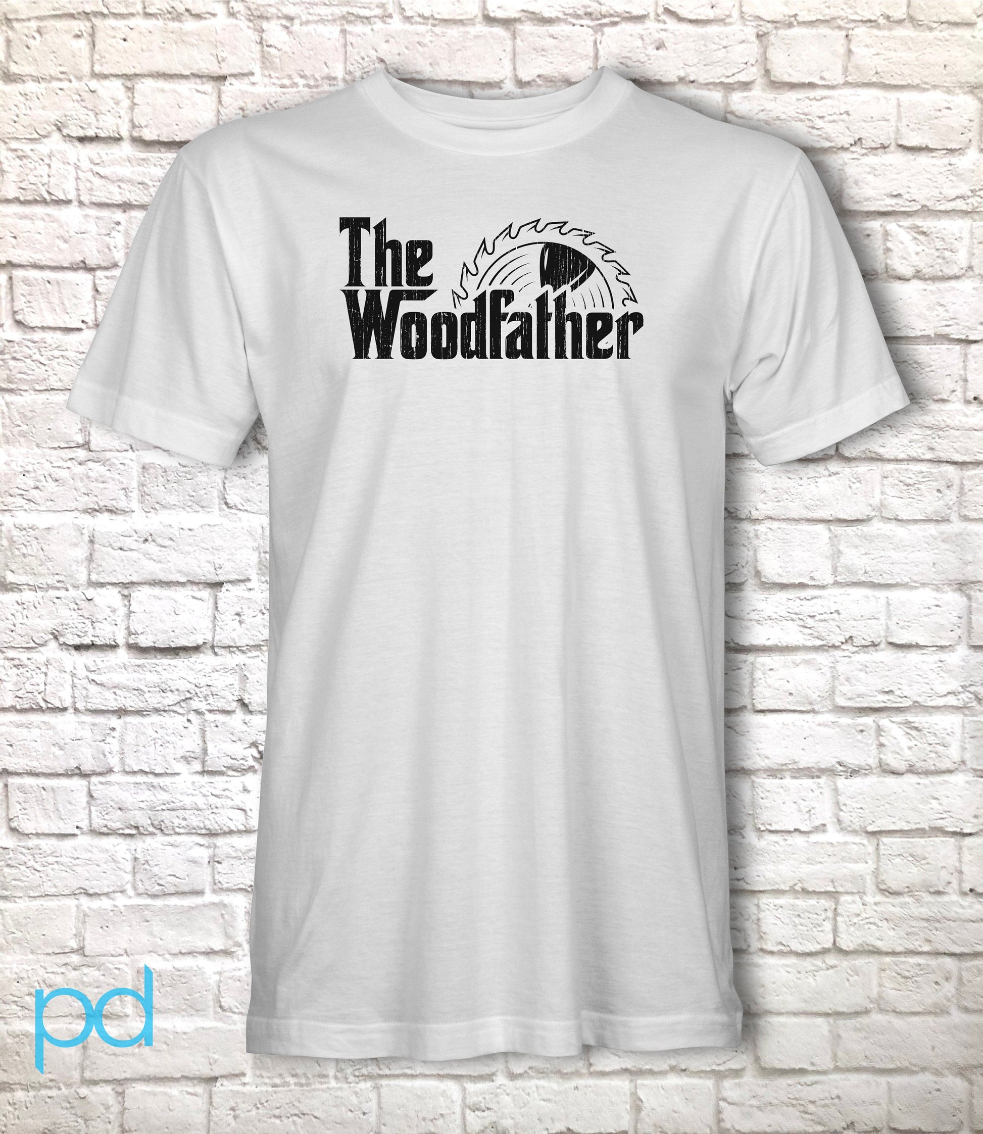 Funny Carpenter T-Shirt, Woodfather Parody Gift Idea, Humorous Woodworking Joiner Tee Shirt T Top, Circular Saw