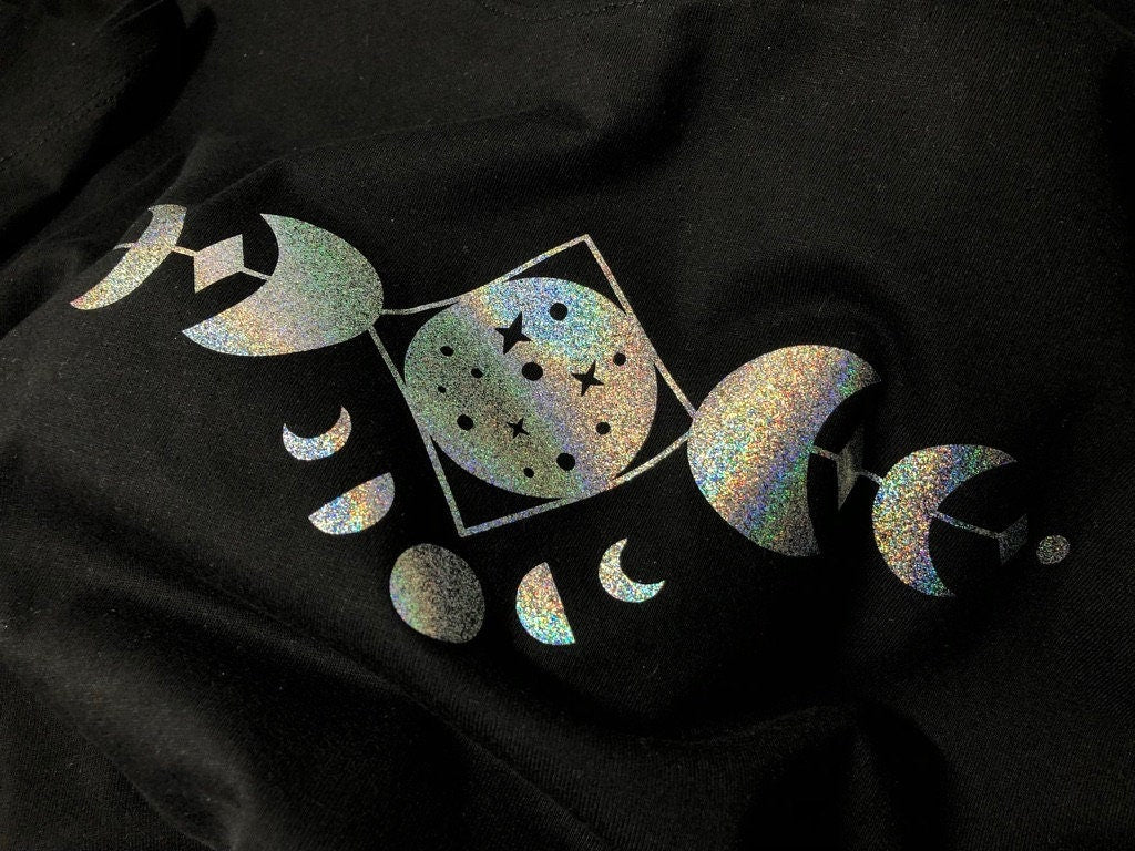 Moon Phases Shirt, Boho Celestial Moon Tee, Metallic Glittery Moon Phases Birthday Gift T-Shirt Unisex Tee Shirt Top