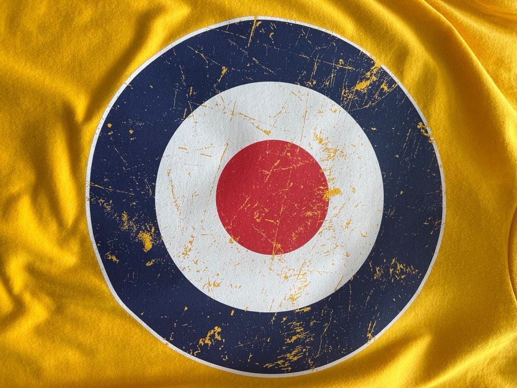 RAF Roundel Target Bullseye Red White Blue Mod Circle Unisex Jersey Short Sleeve Tee