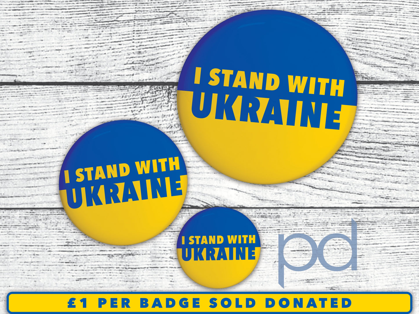 Ukraine Pin Badge, Ukrainian Flag Colours Pin Back Button, No War In Ukraine, Donations to the Disasters Emergency Committee DEC UK Charity
